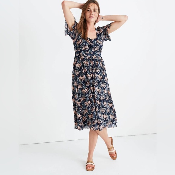 Madewell Ruffle Sleeve Oasis Floral Midi Dress - Picture 2 of 9